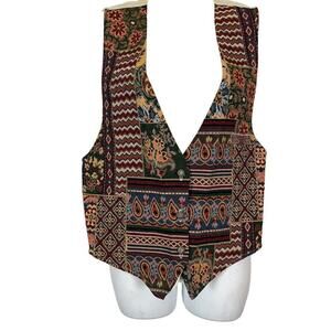 Backroad Blues Womens Vintage USA Made Floral Whimsigoth Paisley Vest Top L